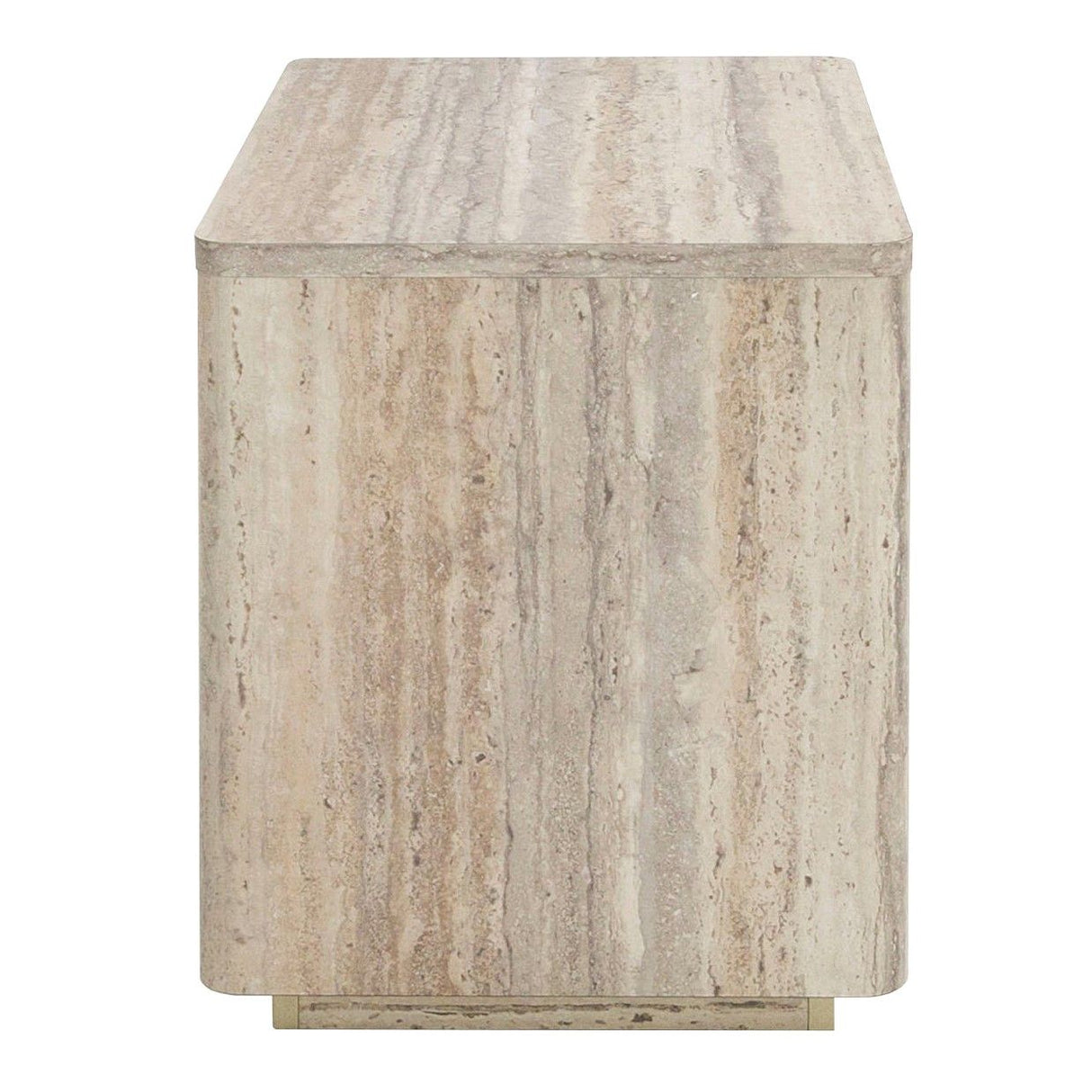 Nova Domus Roma - Modern Faux Travertine + Gold Nightstand
