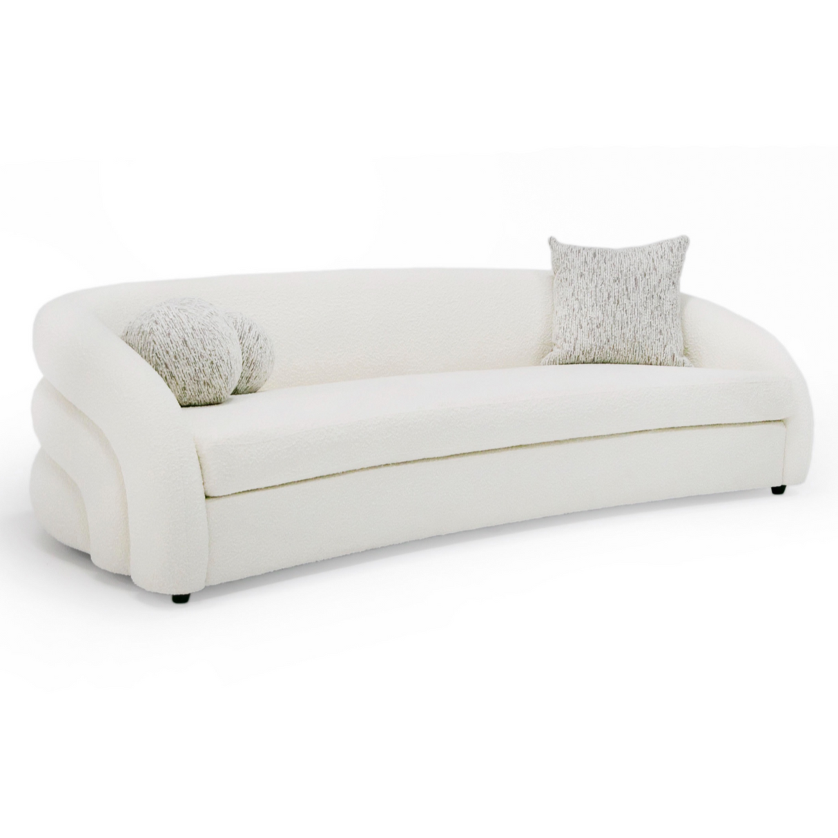 Modrest - Joshua Modern 4-Seater Curved White and Taupe Fabric Sofa