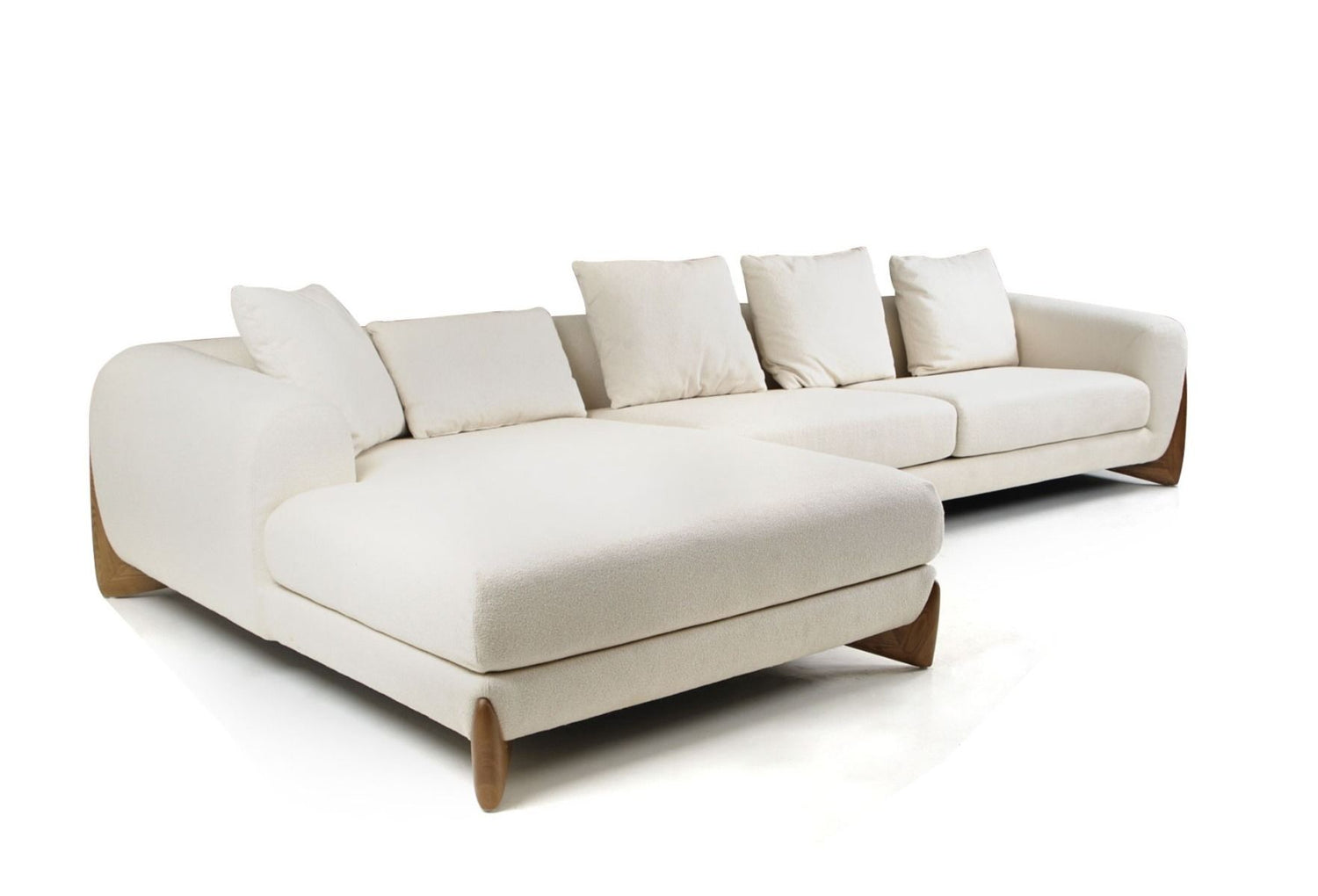 Modrest Fleury - Contemporary Cream Fabric and Walnut LAF Sectional Sofa - Home Elegance USA