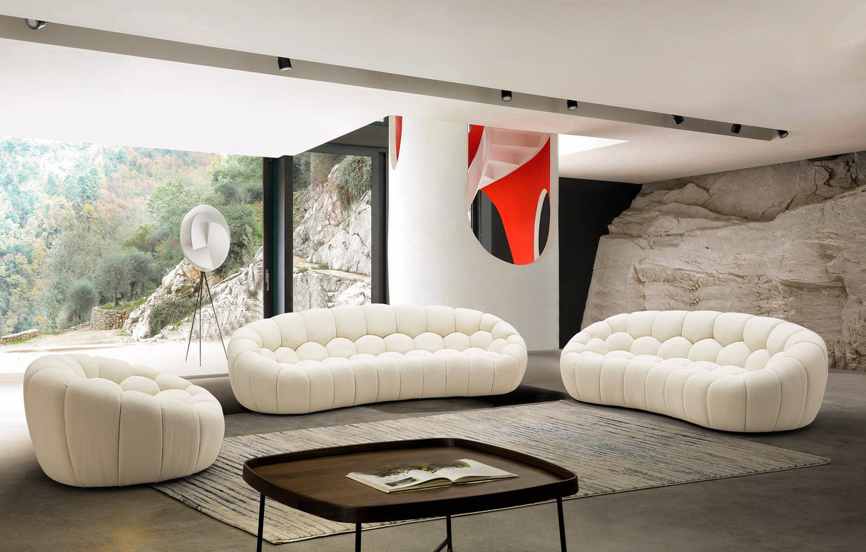 Divani Casa Yolonda - Modern Curved Off-White Fabric Sofa Set - Home Elegance USA
