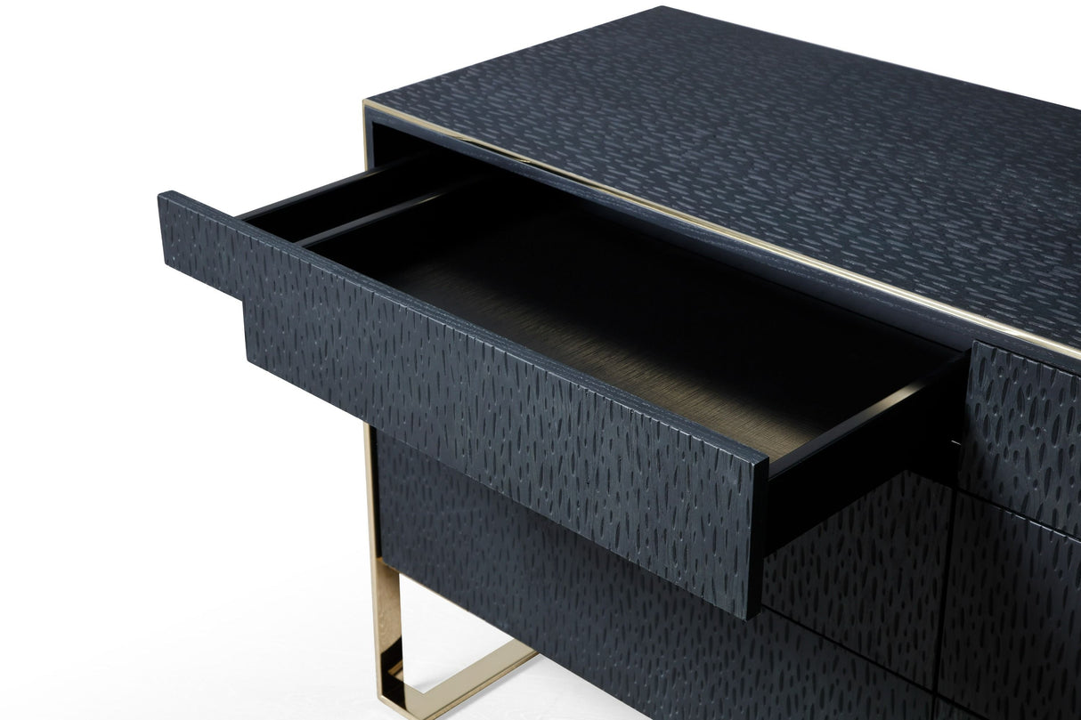 Eastern King Athena & Rothsay - Modern Grey Fabric + Wenge + Gold Bedroom Set