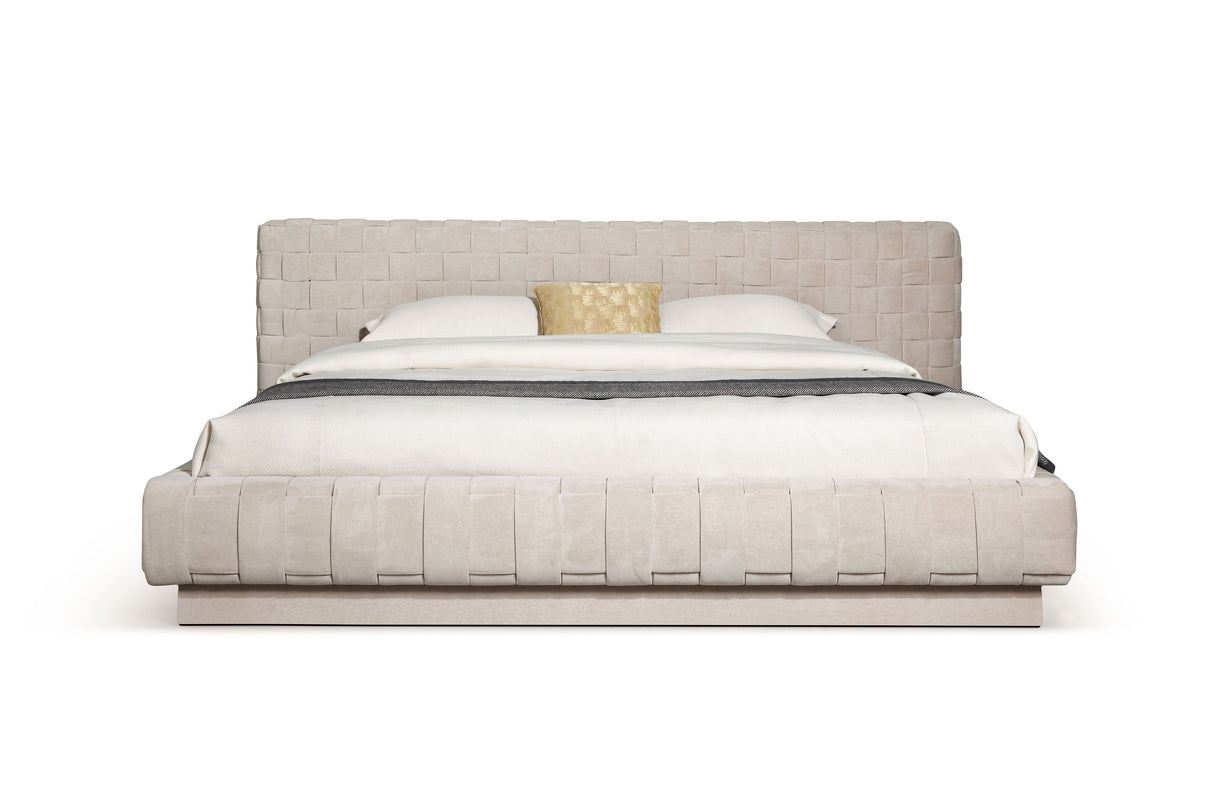 Eastern King Concord - Modern Light Grey Velvet Bed - View Image 1