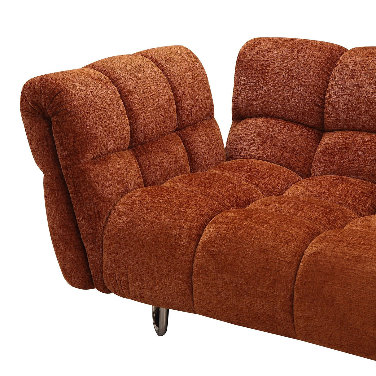 Modern Burnt Orange Fabric Right Facing Sectional Sofa + 2 Yellow Pillows