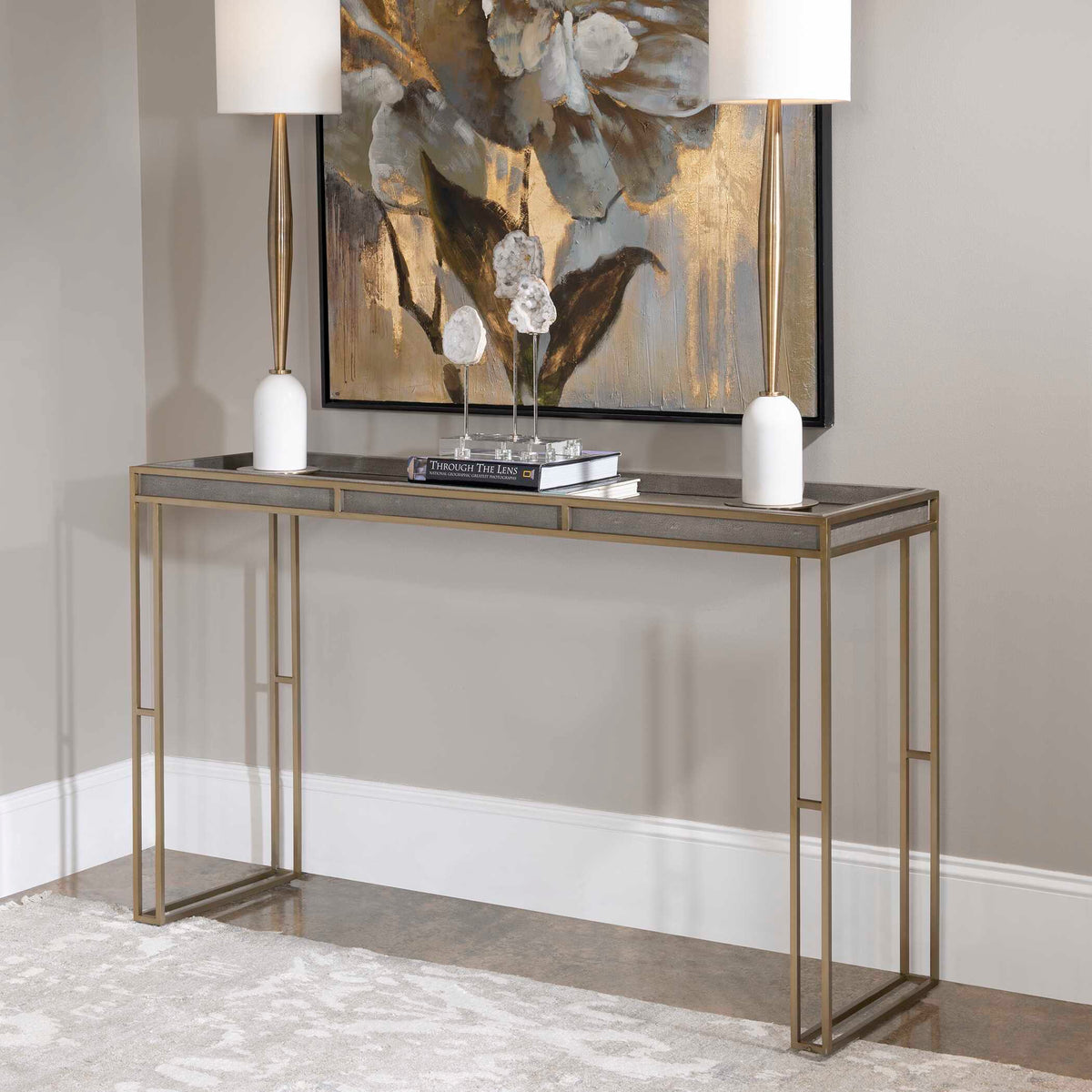 Cardew Modern Console Table Silver & Gold - Silver / Gold by Uttermost - View 7