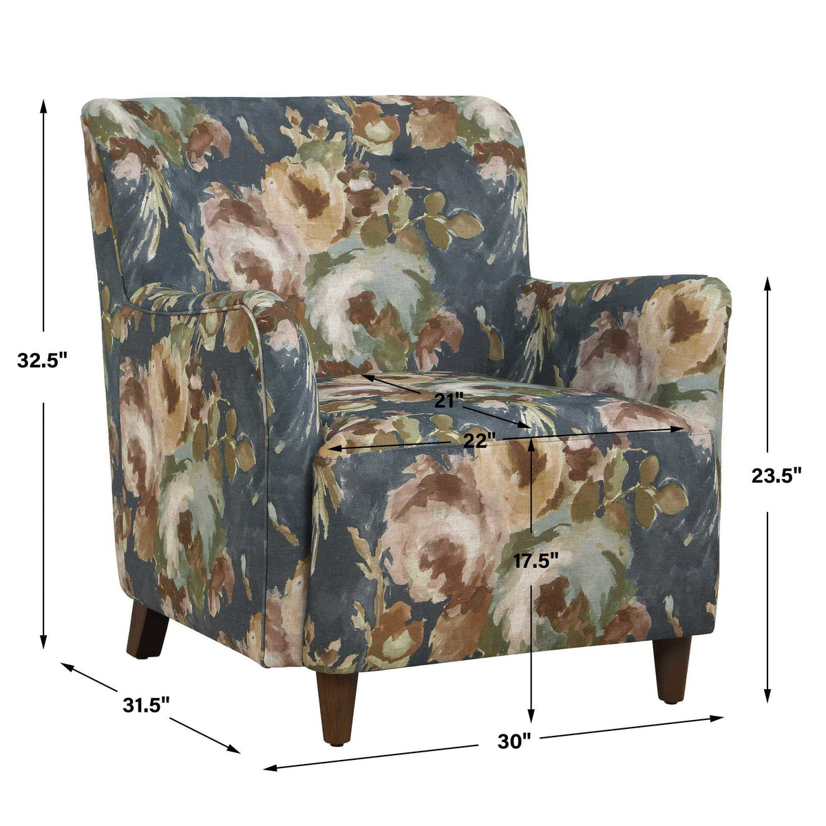 Lainey Floral Upholstered Armchair - Blue by Uttermost - View 12