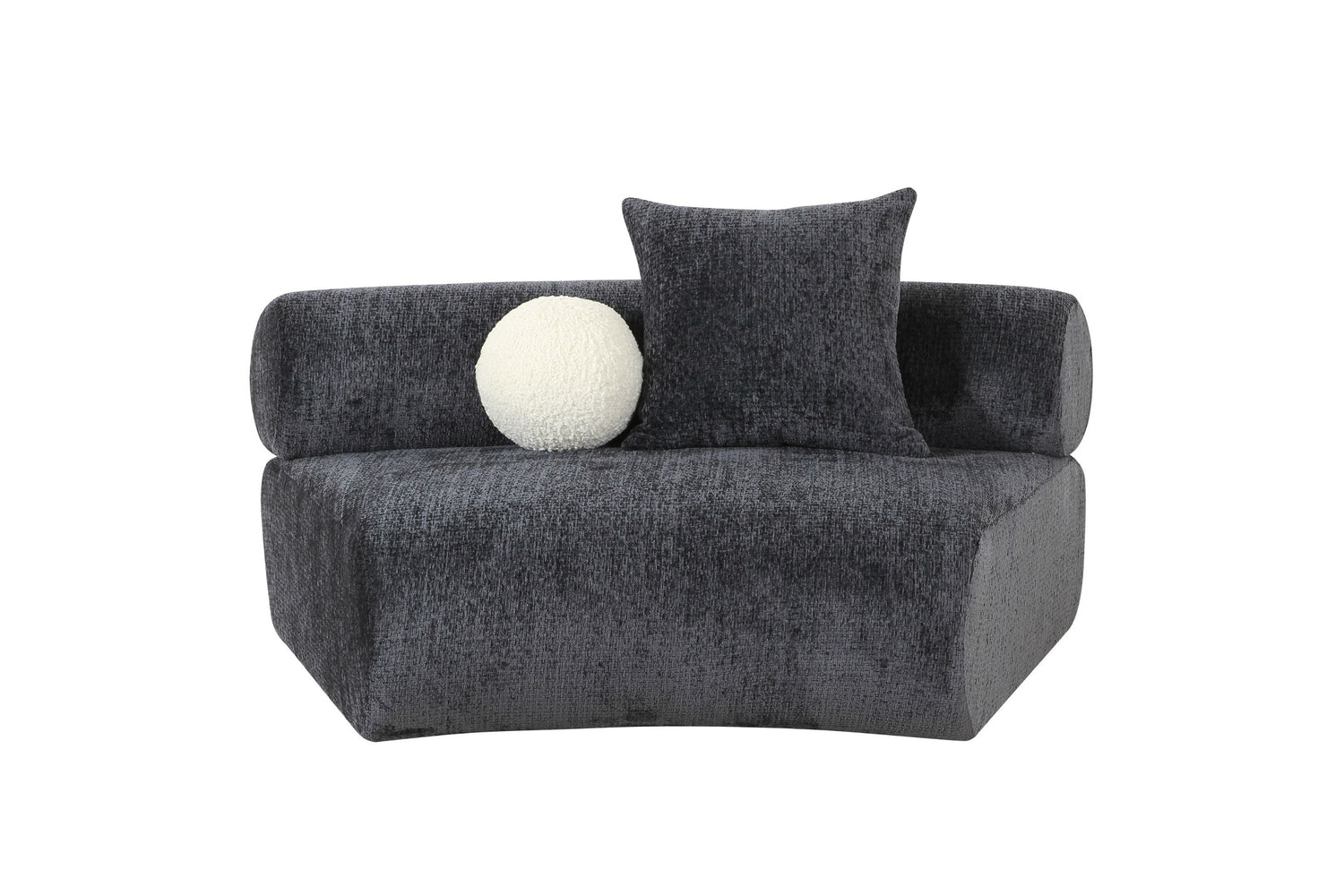 Divani Casa Simpson - Contemporary Dark Grey Fabric Curved Modular Sectional Sofa with Throw Pillows - Home Elegance USA