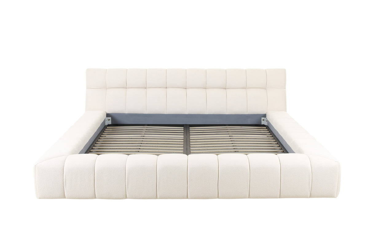 Tyree - Modern Tufted Off-White Fabric Bed-eastern - View Image 1