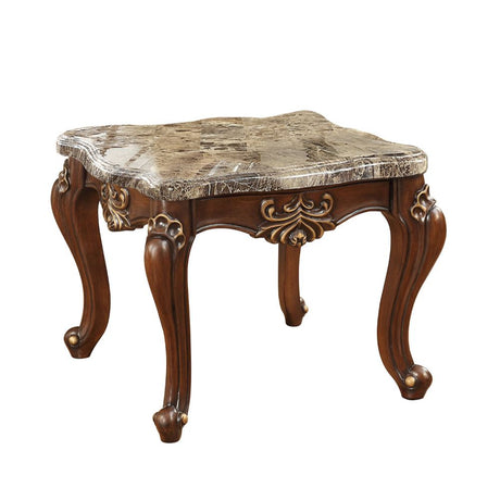 Acme - Shalisa End Table 81052 Marble Top & Walnut Finish