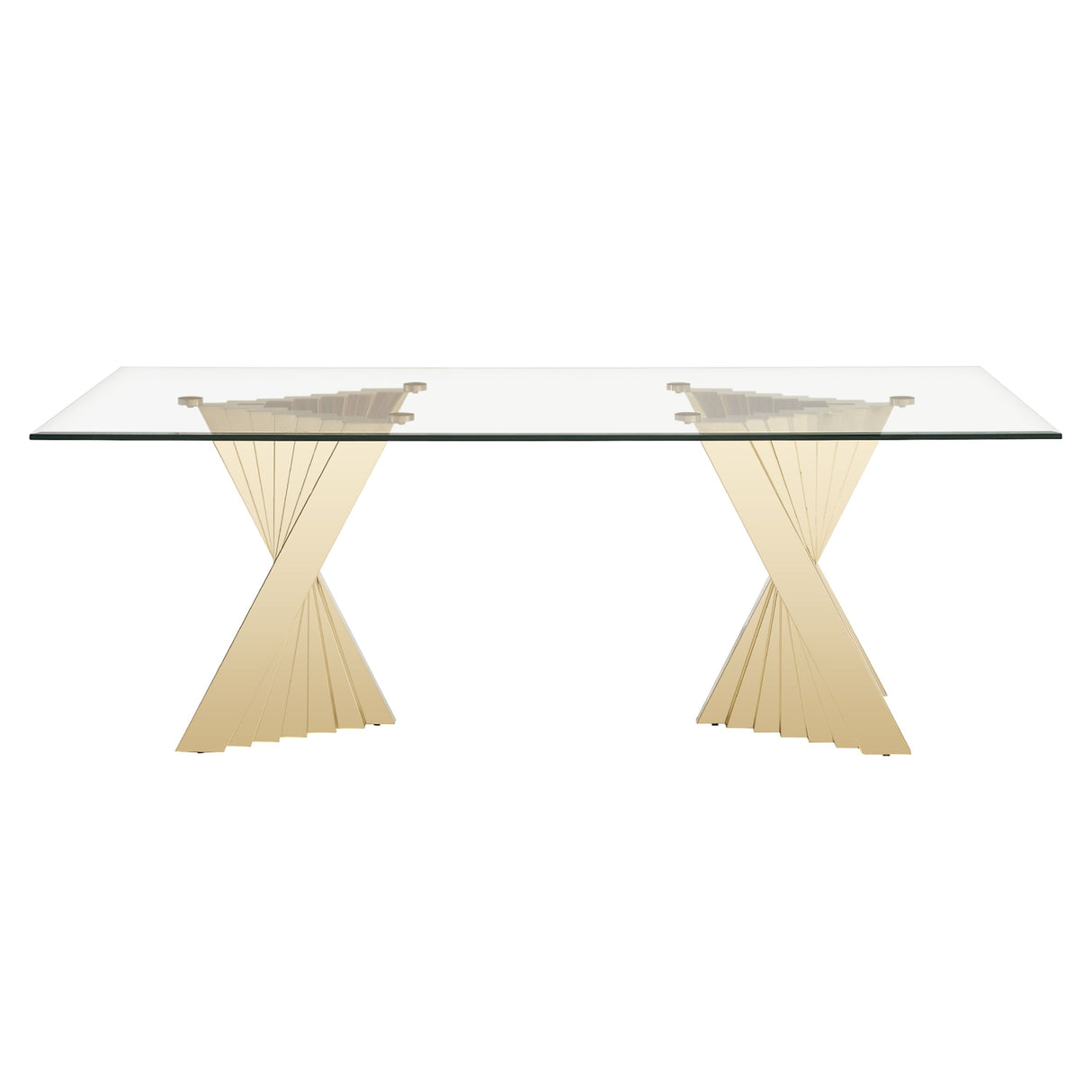 Modrest Buquet - Glam Glass + Champagne Gold Rectangular Dining Table