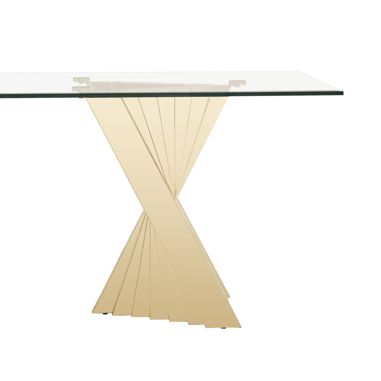Modrest Buquet - Glam Glass + Champagne Gold Rectangular Dining Table
