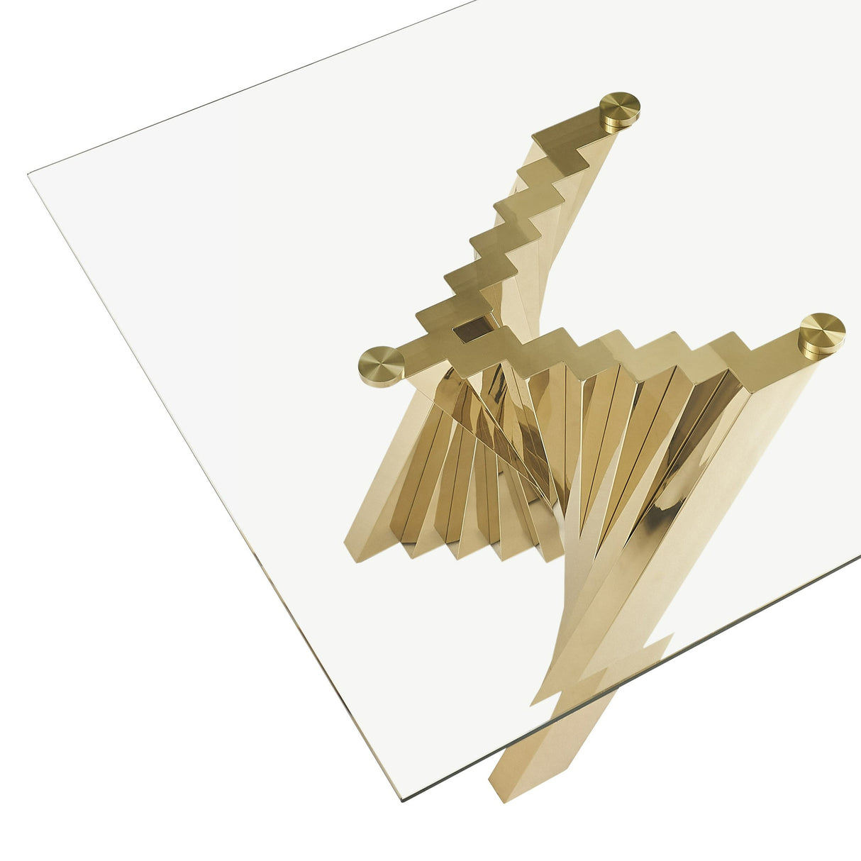 Modrest Buquet - Glam Glass + Champagne Gold Rectangular Dining Table