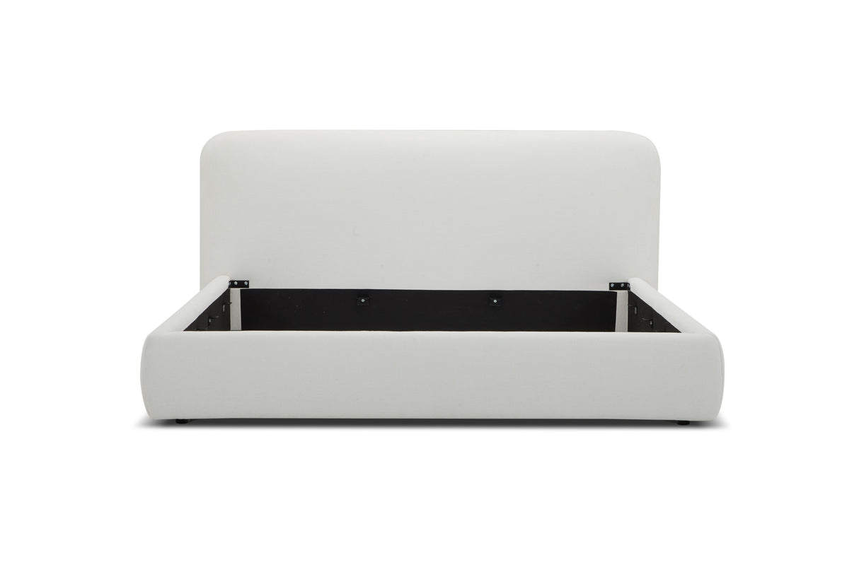 Queen Liam - Modern Ivory Fabric Upholstered Bed - View Image 1