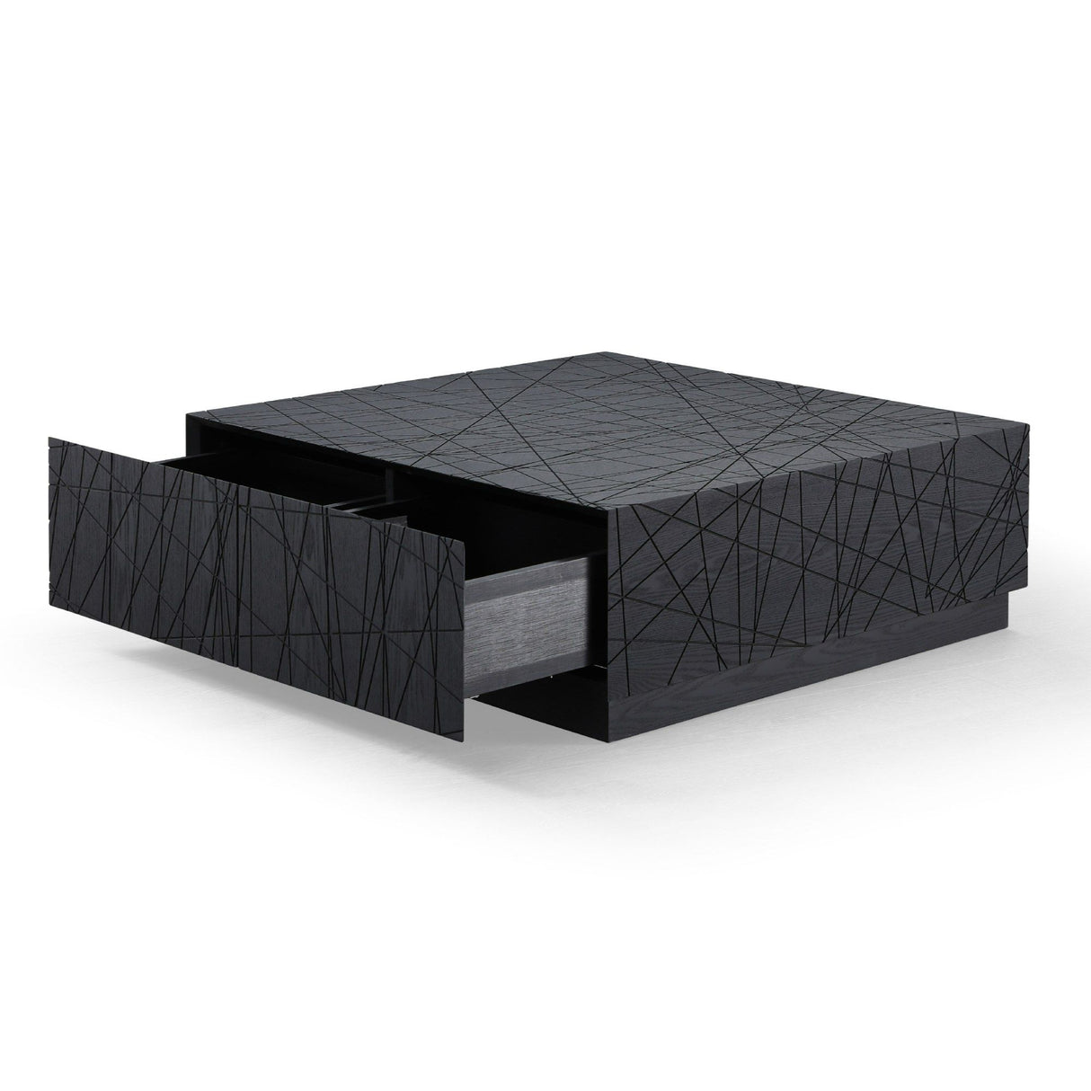 Modrest Kenda - Modern Black Oak Square Coffee Table With Storage