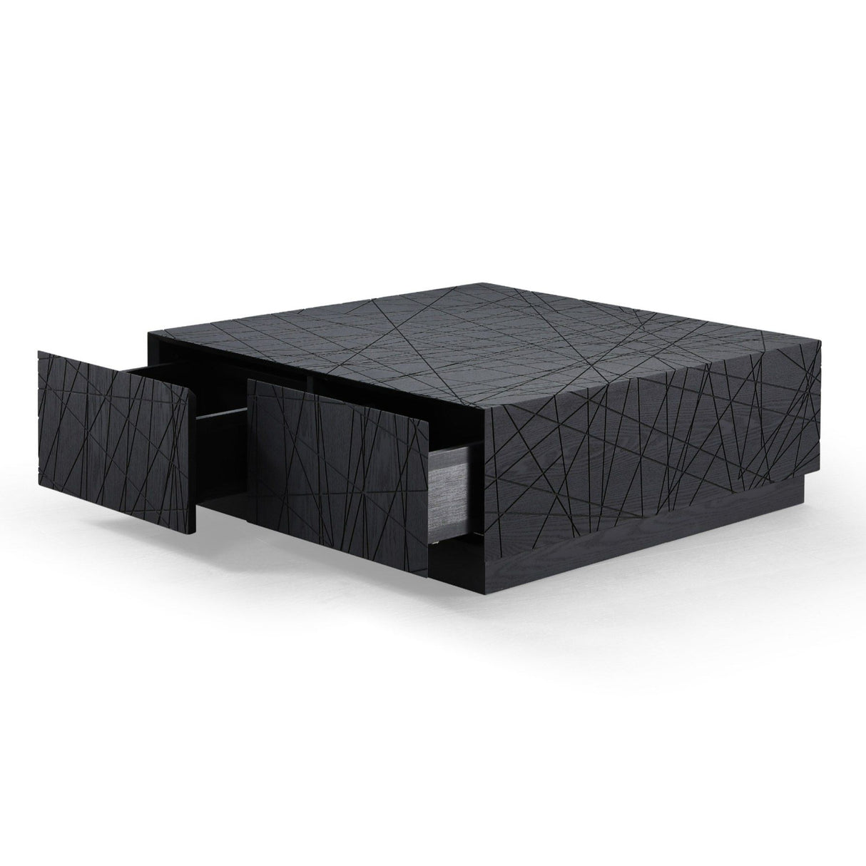 Modrest Kenda - Modern Black Oak Square Coffee Table With Storage