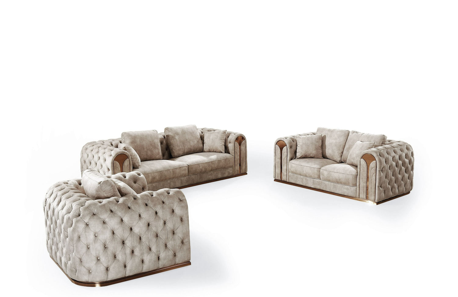 Divani Casa Dosie - Transitional Beige Velvet Sofa Set - Home Elegance USA