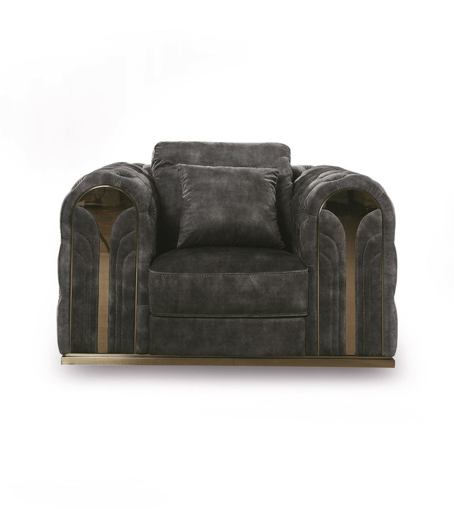 Divani Casa Dosie - Transitional Grey Velvet Chair | Home Elegance USA