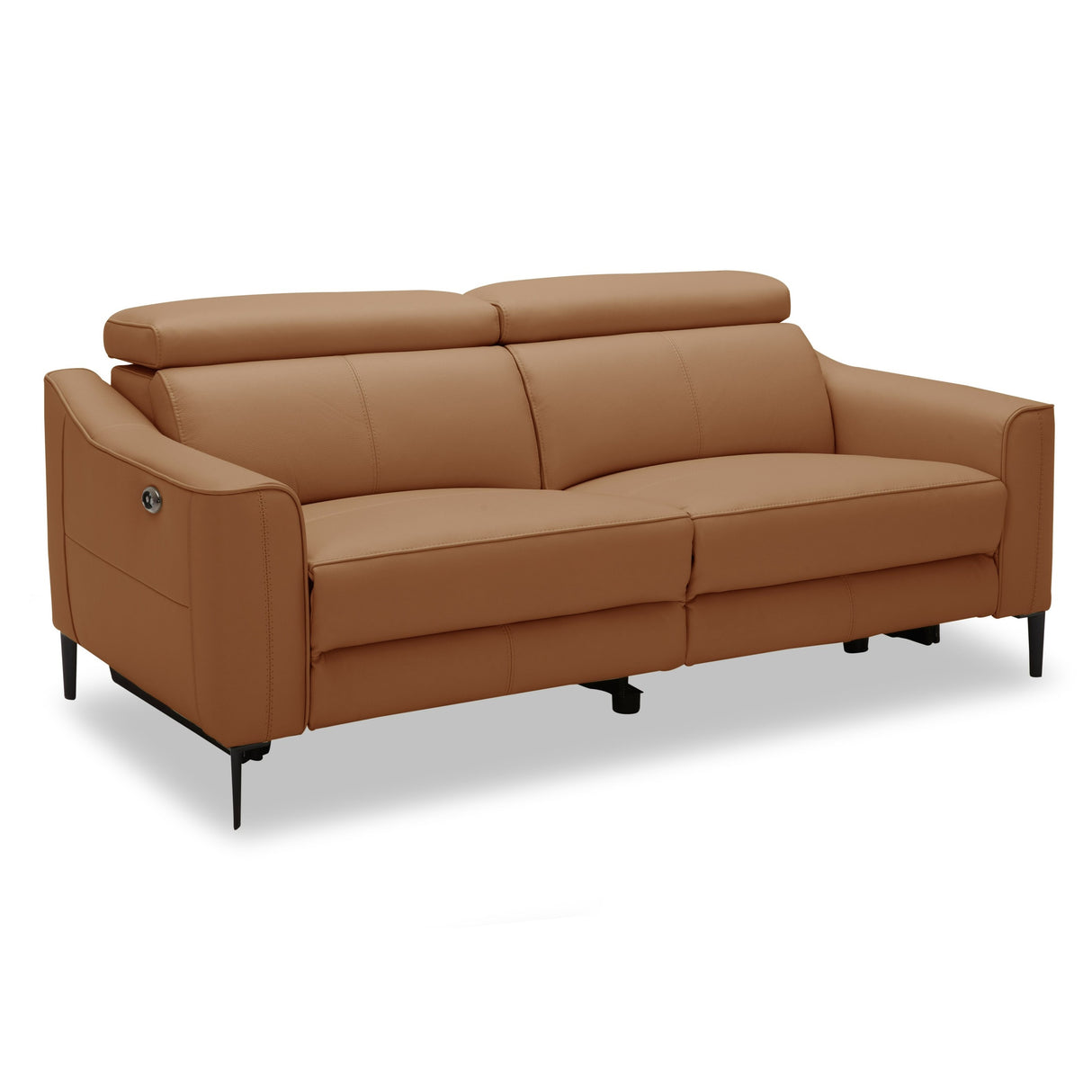 Eden - Modern Camel Leather Loveseat With 2 Recliners - View Image 1