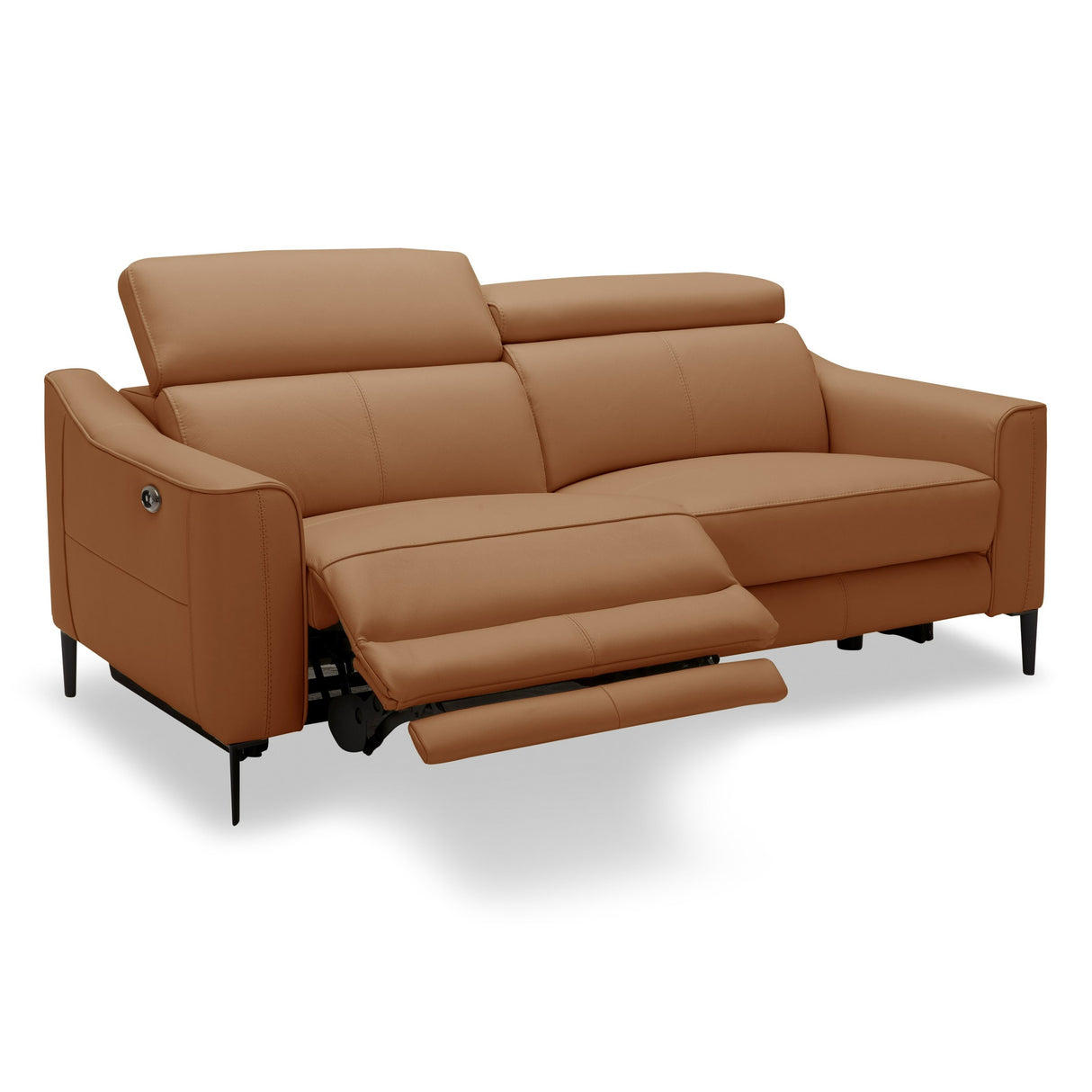 Eden - Modern Camel Leather Loveseat With 2 Recliners - View Image 1