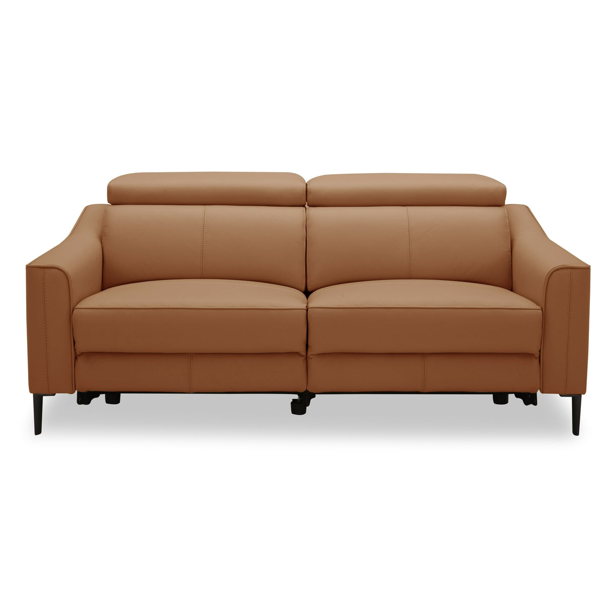 Eden - Modern Camel Leather Loveseat With 2 Recliners - View Image 1