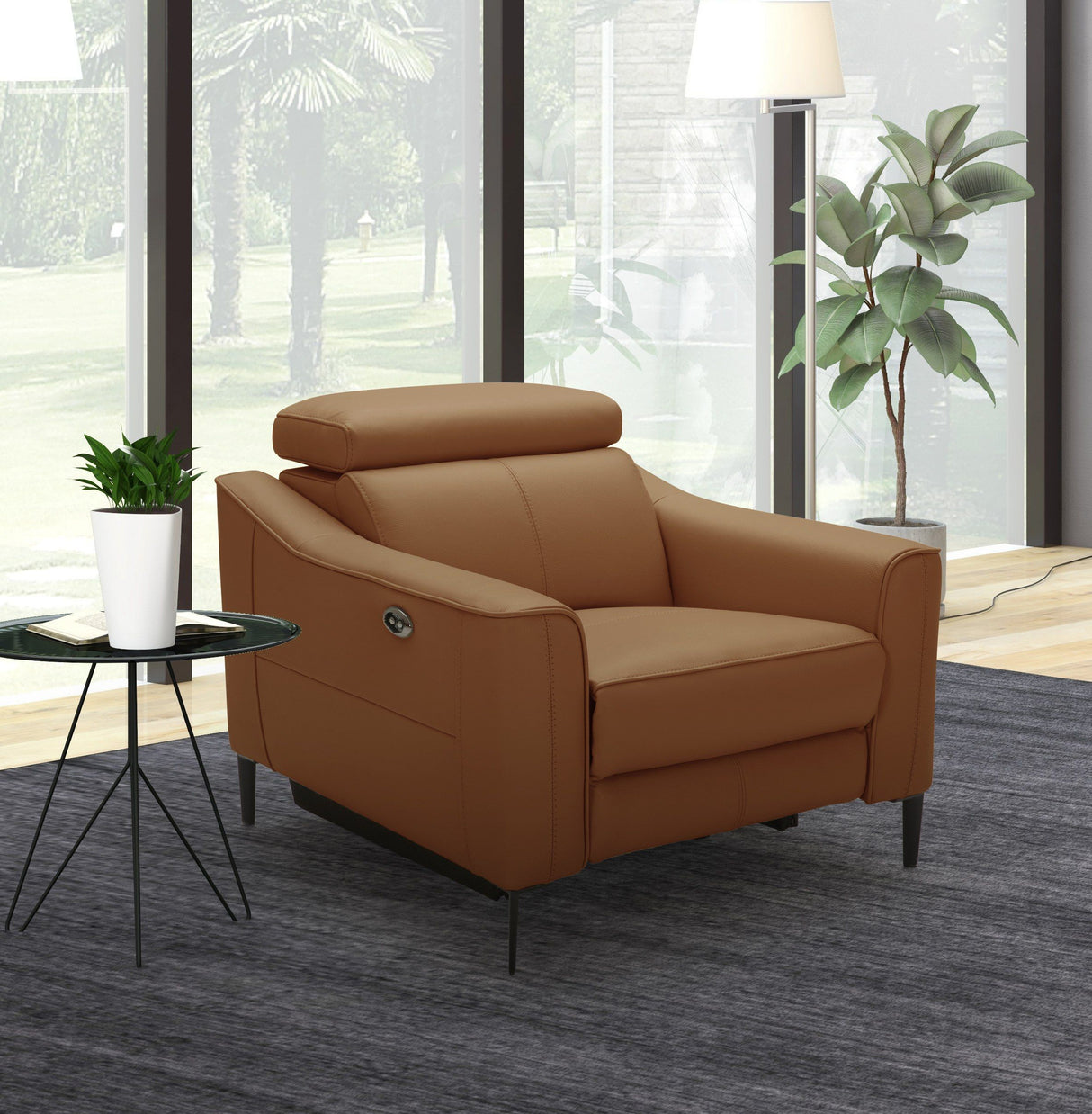 Divani Casa Eden - Modern Camel Leather Recliner Chair