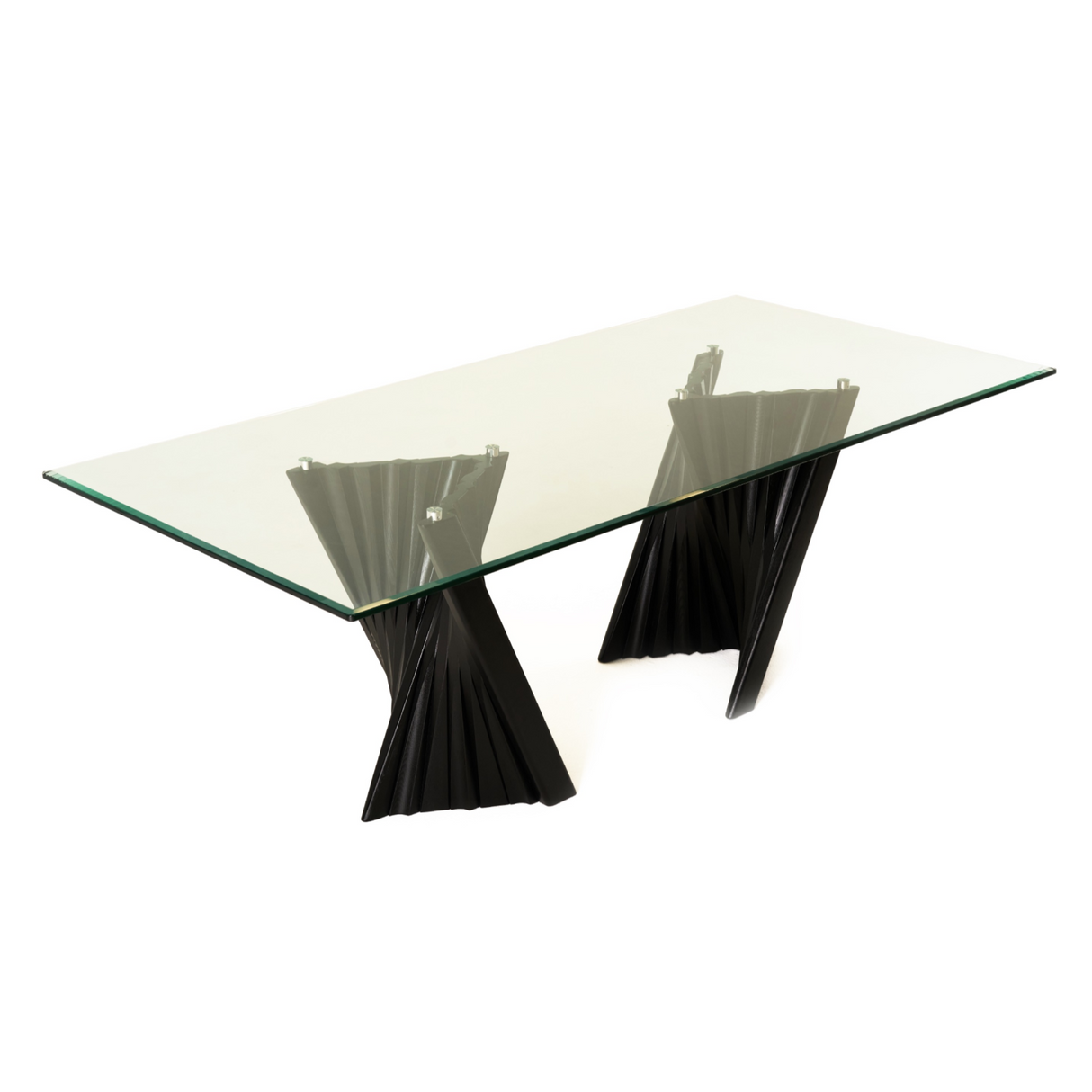Modrest Corbin Mid-Century Black Ash & Glass Dining Table