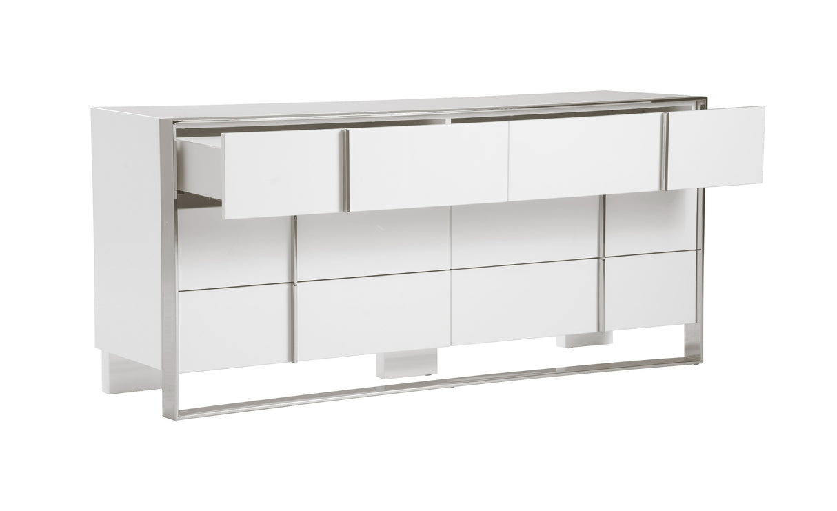 Cartier - Modern White + Stainless Steel Dresser - View Image 1