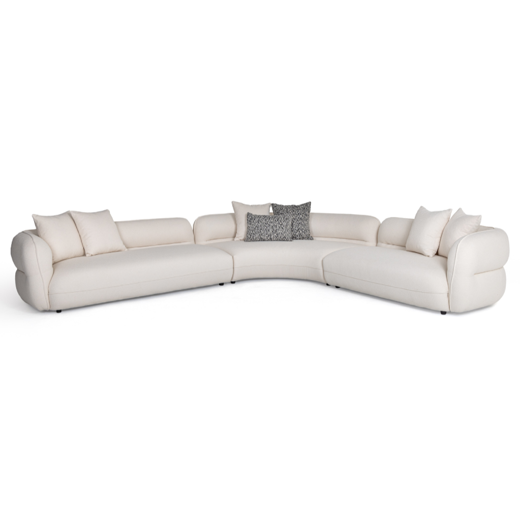 Divani Casa Drayton - Modern Off-White Fabric Sectional Sofa