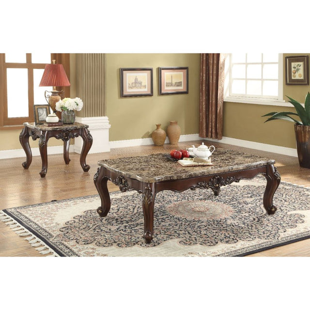 Devayne Coffee Table 81685 Marble Top & Dark Walnut Finish | Acme | Home Elegance USA