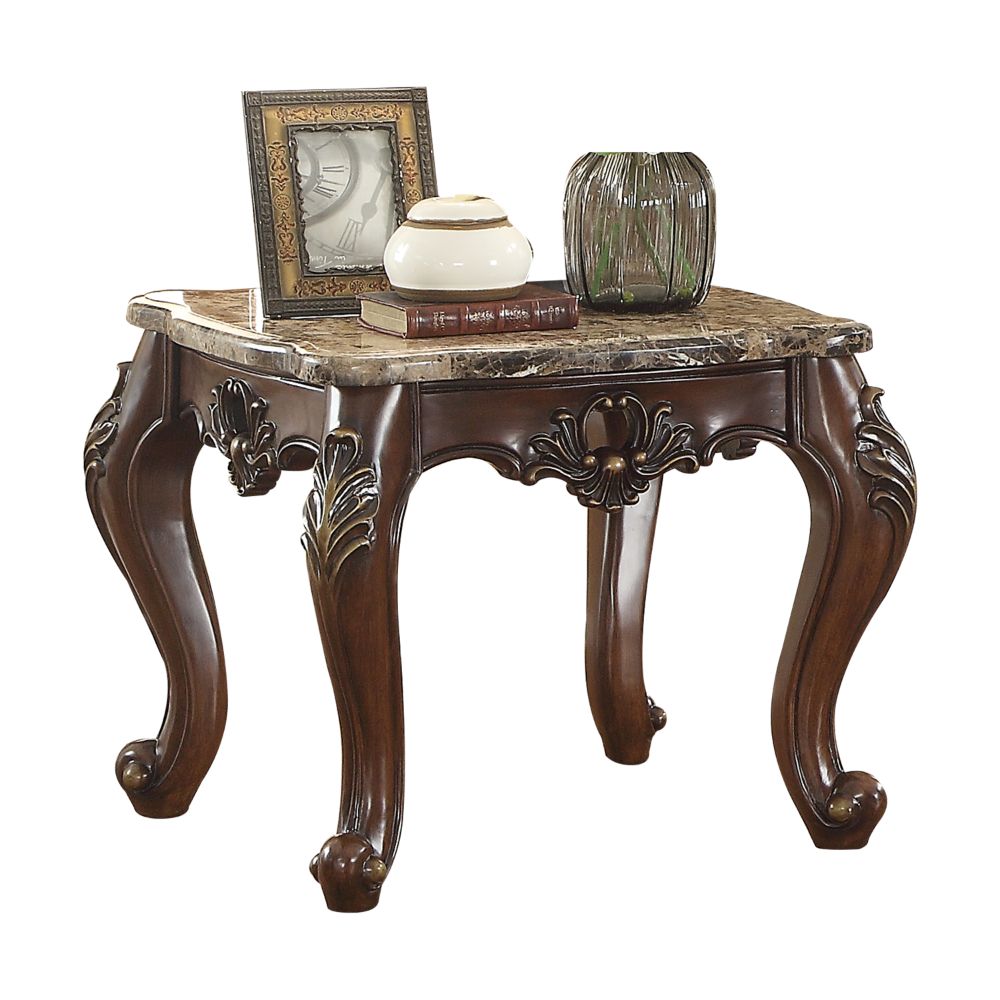 Devayne End Table 81687 Marble Top & Dark Walnut Finish | Acme | Home Elegance USA