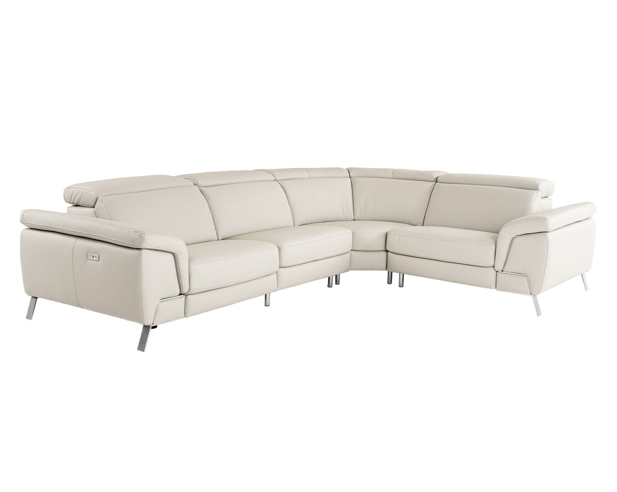 Mini Wonder - Italian Modern Grey Leather Sectional Sofa with Left Facing Recliner - View Image 1