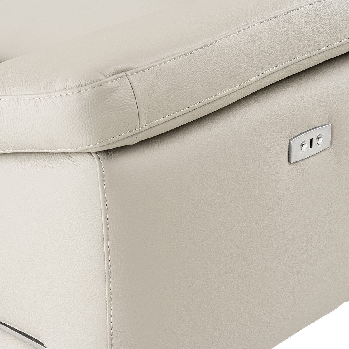 Mini Wonder - Italian Modern Grey Leather Sectional Sofa with Left Facing Recliner - View Image 1