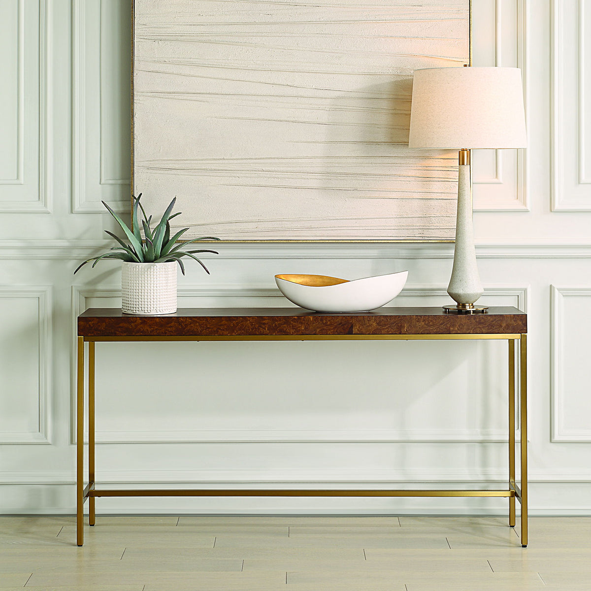 Moran Burl Console Table - Light Brown by Uttermost - View 2