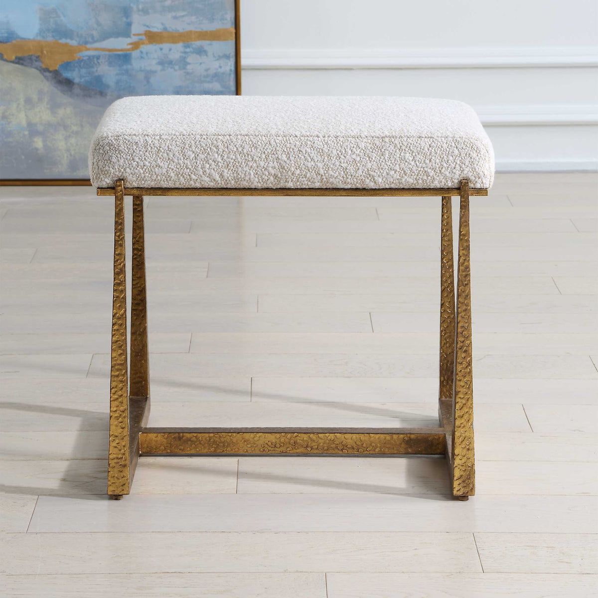 Midas Small Bench - Gold / White by Uttermost - View 2