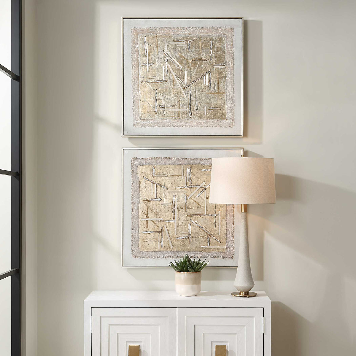 Unpredictable Hand Painted Canvases (Set of 2) - Gray by Uttermost - View 2