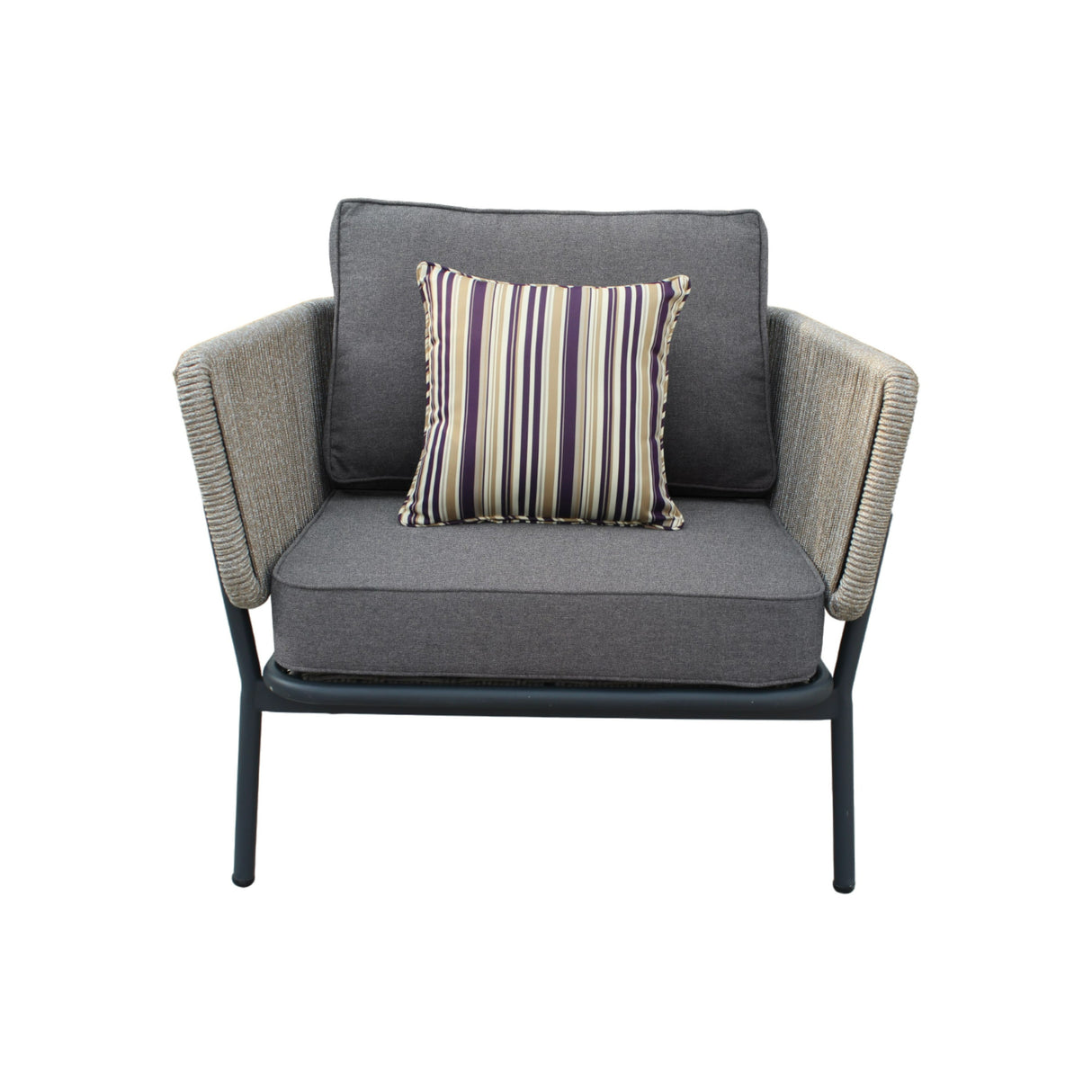 Suntide - Outdoor Grey Fabric + Beige Rattan + Grey Acacia Sofa Set - View Image 1