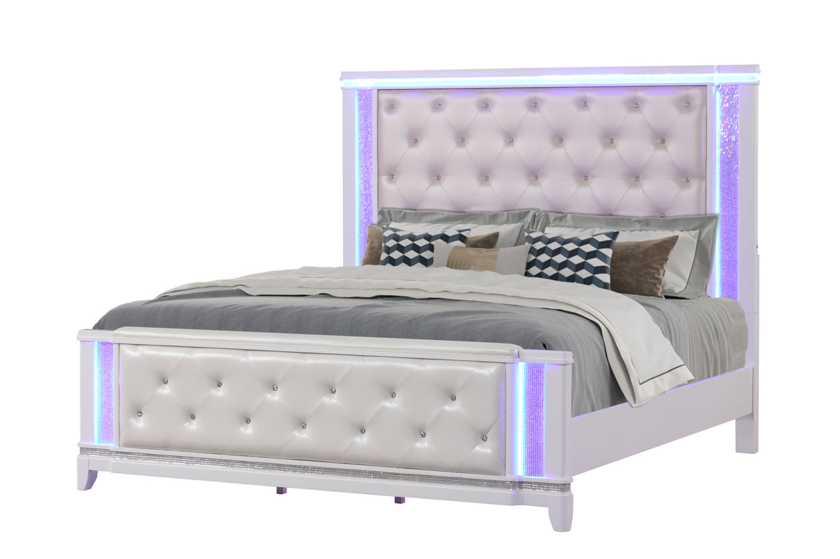 Opium King Bed in Milky White (CA Inventory)