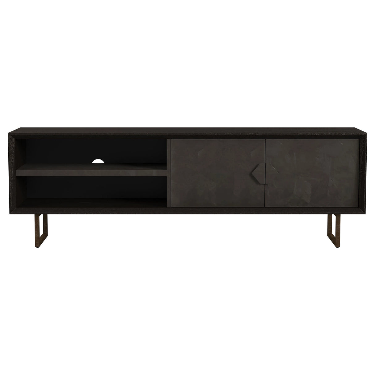 Manaya Charcoal Black 2-Door TV Stand - sold by Home Elegance USA