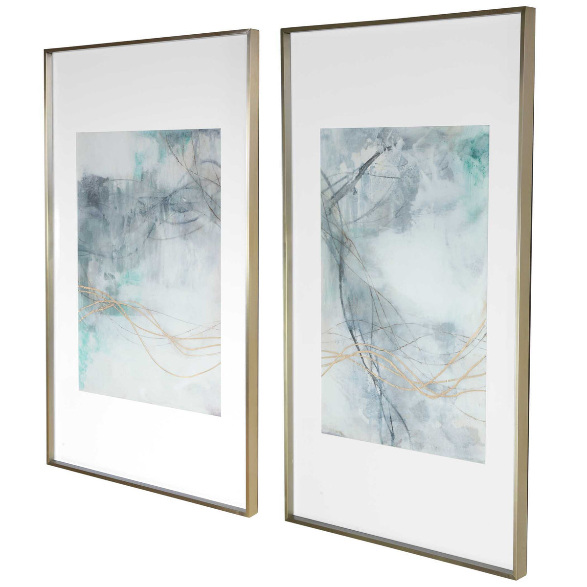 Undulating Oro Abstract Prints (Set of 2) - Blue / White by Uttermost - View 4