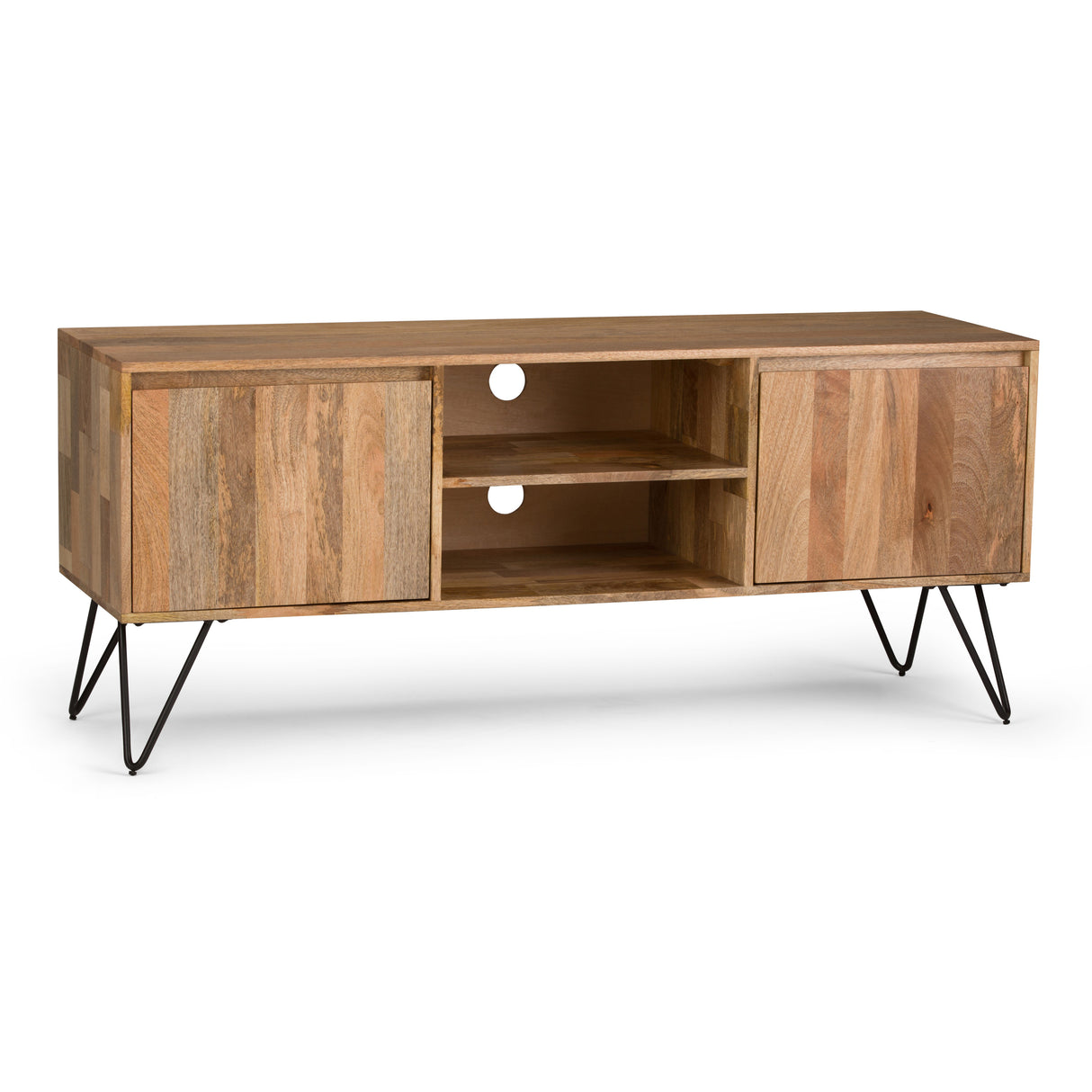 Hunter 60 inch Wide Solid Mango Wood TV Stand in Natural For TVs up to 65 inches
