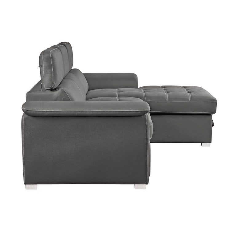 Ferriday Gray Sleeper Sectional with Pull-Out Bed & Storage – Homelegance - sold by Home Elegance USA