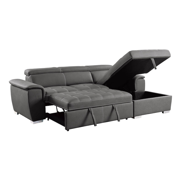 Ferriday Gray Sleeper Sectional with Pull-Out Bed & Storage – Homelegance - sold by Home Elegance USA