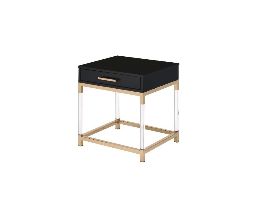 Adiel End Table 82347 Black & Gold Finish | Acme | Home Elegance USA