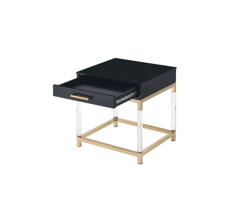 Adiel End Table 82347 Black & Gold Finish | Acme | Home Elegance USA