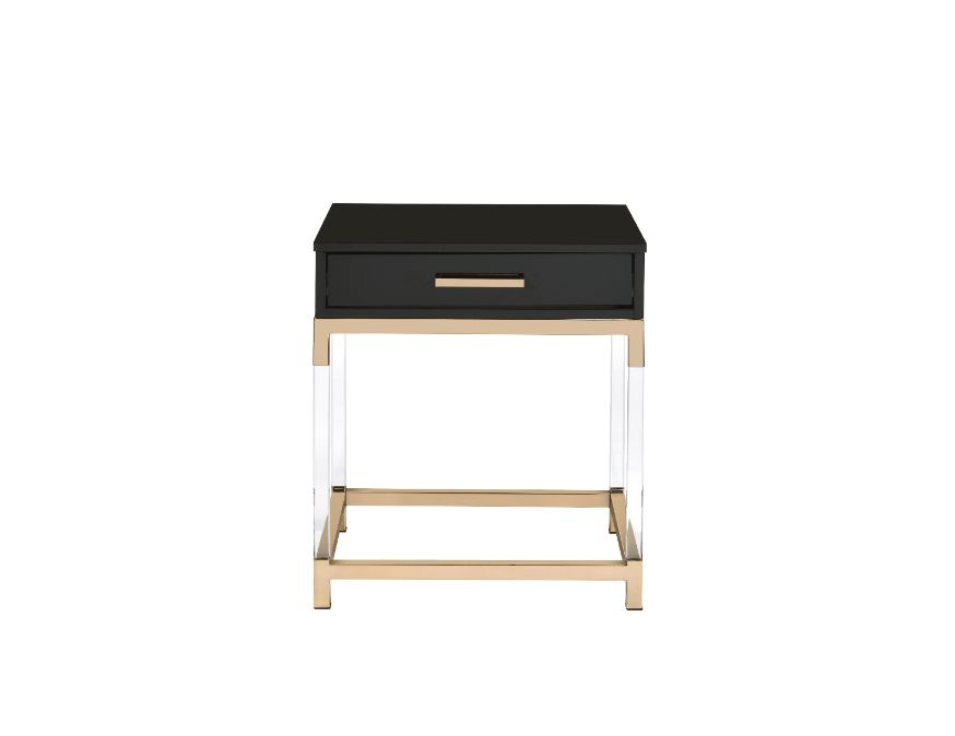 Adiel End Table 82347 Black & Gold Finish | Acme | Home Elegance USA