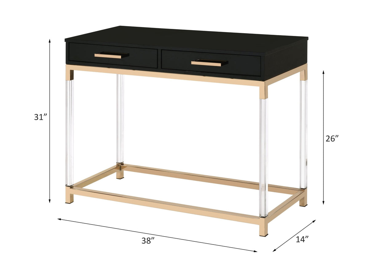 Adiel Sofa Table 82348 Black & Gold Finish | Acme | Home Elegance USA