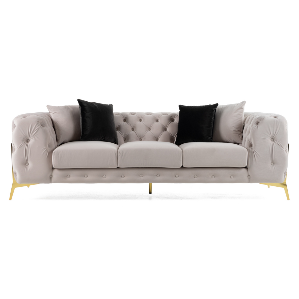 Clarice - Transitional Light Beige Velvet Sofa - View Image 1