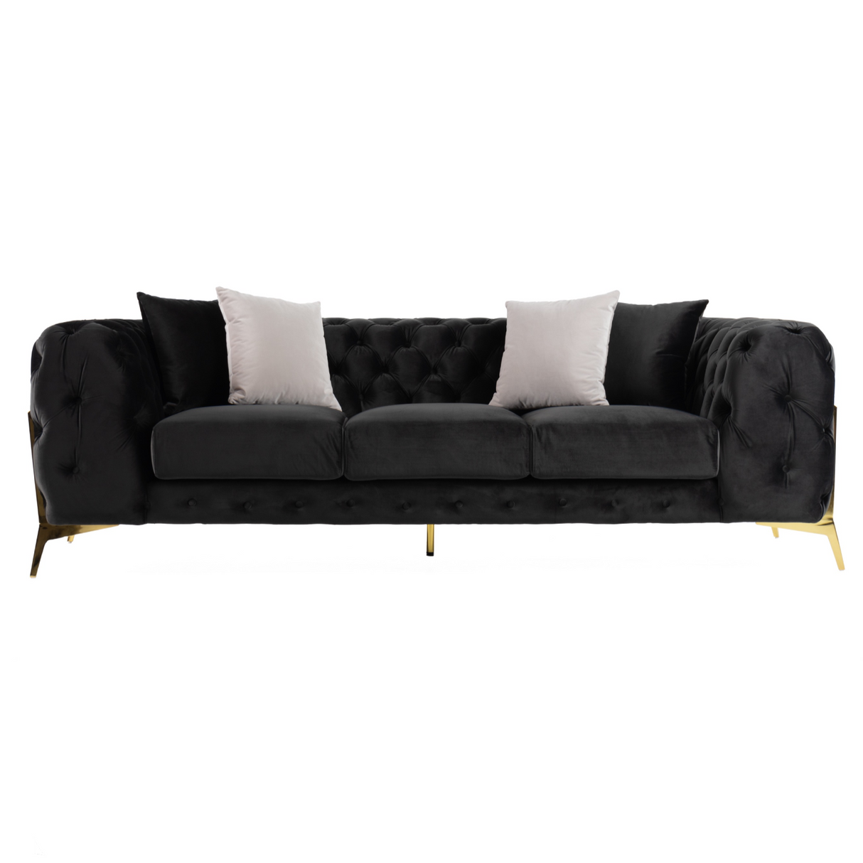 Clarice - Transitional Black Velvet Sofa - View Image 1