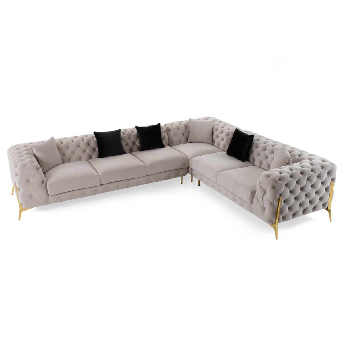 Clarice - Transitional Light Beige Velvet Sectional Sofa - View Image 1