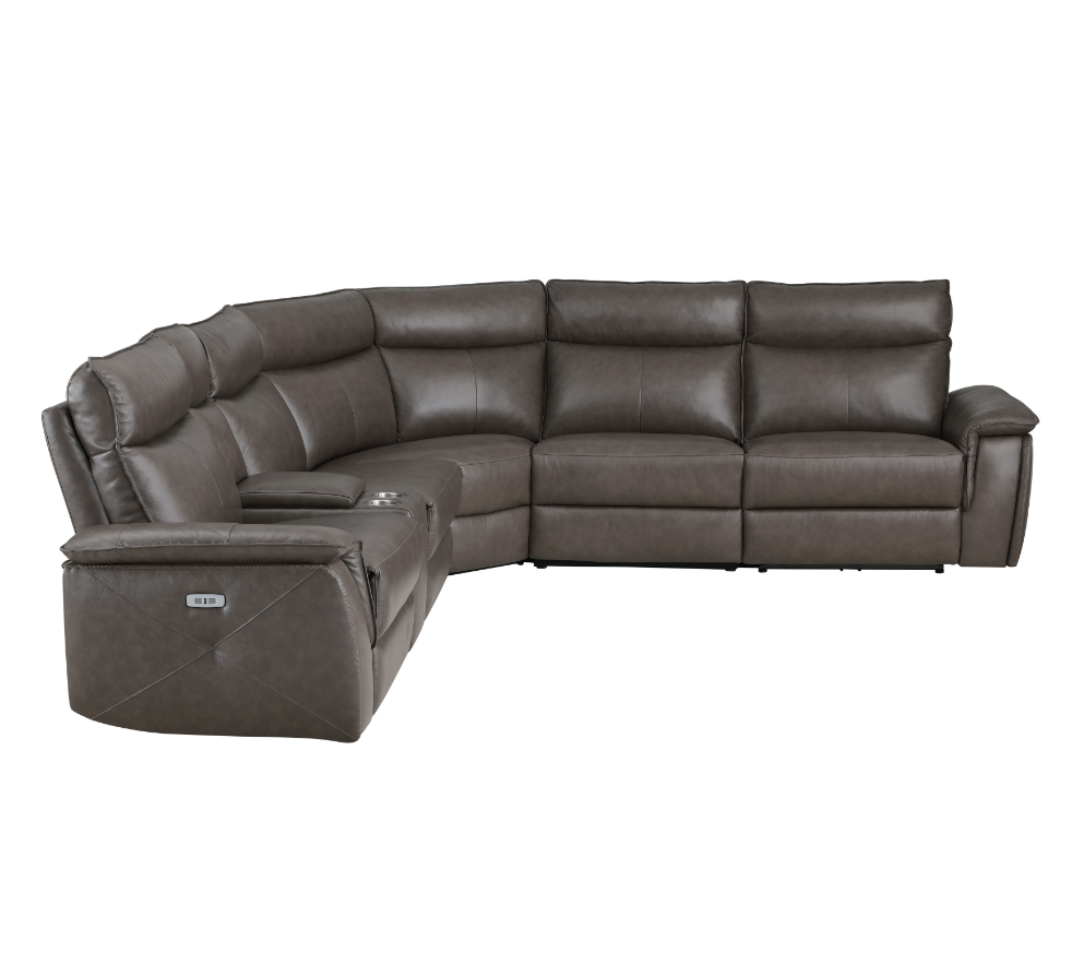 Moroni 6-Piece Modular Power Reclining Sectional With Power Headrests In Dark Brown 8259Rfdb*6Scpwh | Homelegance