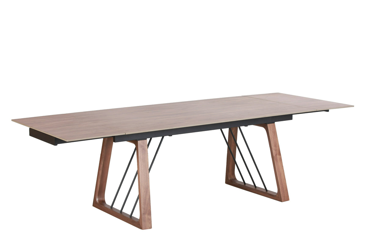 Emmond - Mid-Century Modern Ceramic + Walnut Extendable Dining Table - View Image 1